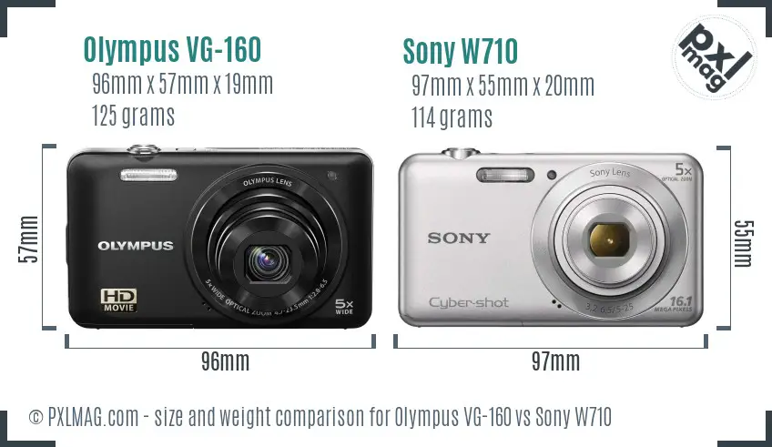 Olympus VG-160 vs Sony W710 size comparison