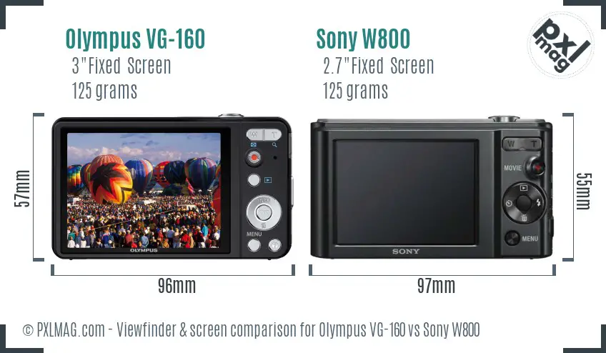 Olympus VG-160 vs Sony W800 Screen and Viewfinder comparison
