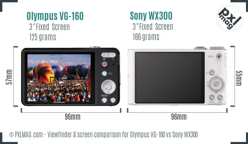 Olympus VG-160 vs Sony WX300 Screen and Viewfinder comparison