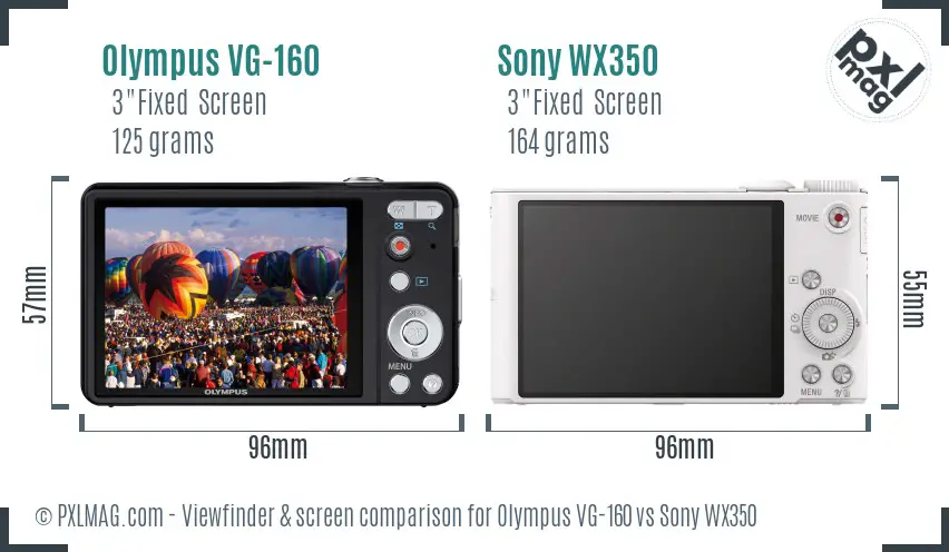 Olympus VG-160 vs Sony WX350 Screen and Viewfinder comparison