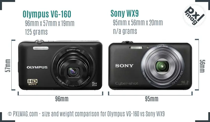 Olympus VG-160 vs Sony WX9 size comparison