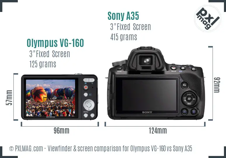 Olympus VG-160 vs Sony A35 Screen and Viewfinder comparison