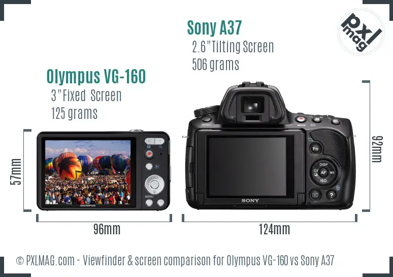 Olympus VG-160 vs Sony A37 Screen and Viewfinder comparison