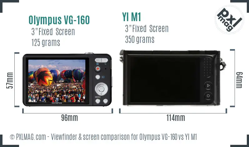 Olympus VG-160 vs YI M1 Screen and Viewfinder comparison