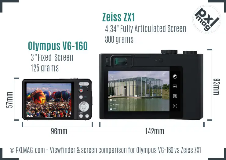 Olympus VG-160 vs Zeiss ZX1 Screen and Viewfinder comparison