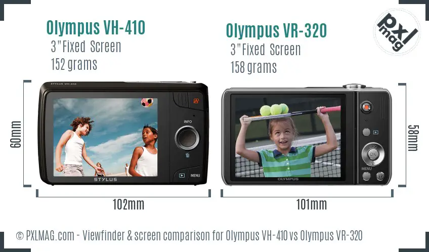 Olympus VH-410 vs Olympus VR-320 Screen and Viewfinder comparison