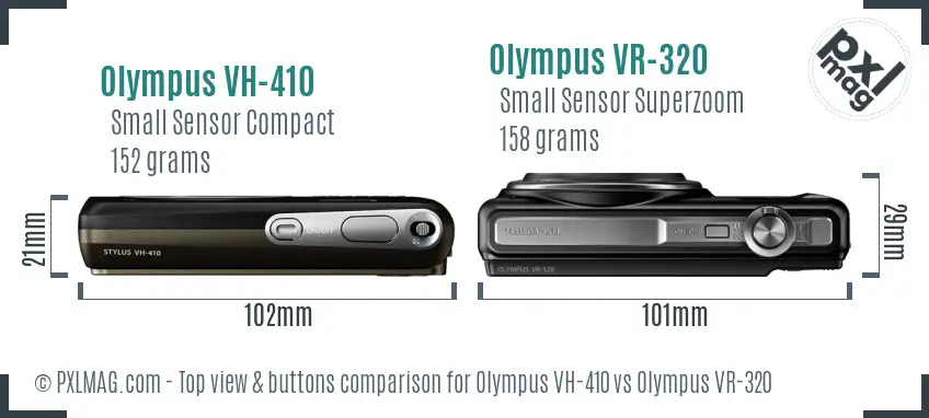 Olympus VH-410 vs Olympus VR-320 top view buttons comparison
