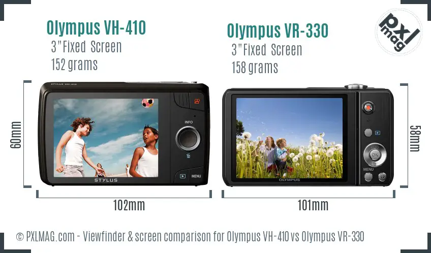 Olympus VH-410 vs Olympus VR-330 Screen and Viewfinder comparison