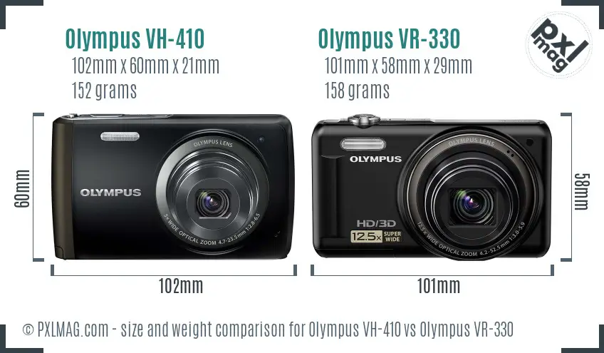 Olympus VH-410 vs Olympus VR-330 size comparison