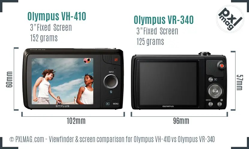 Olympus VH-410 vs Olympus VR-340 Screen and Viewfinder comparison