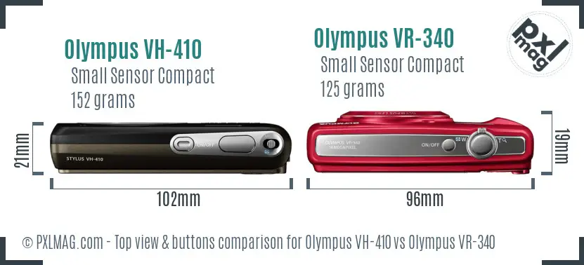 Olympus VH-410 vs Olympus VR-340 top view buttons comparison