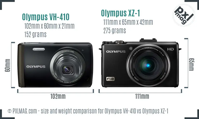 Olympus VH-410 vs Olympus XZ-1 size comparison