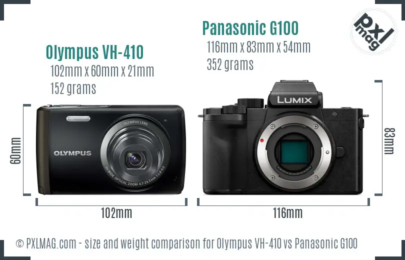 Olympus VH-410 vs Panasonic G100 size comparison
