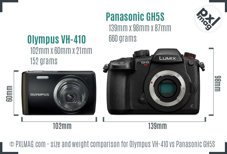 Olympus VH-410 vs Panasonic GH5S size comparison