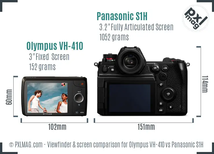 Olympus VH-410 vs Panasonic S1H Screen and Viewfinder comparison