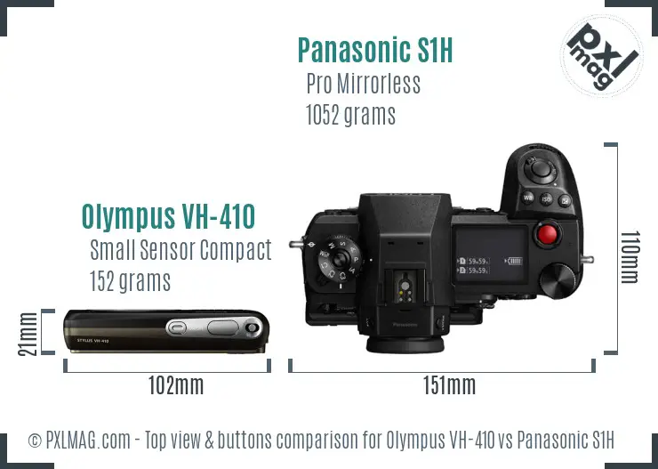 Olympus VH-410 vs Panasonic S1H top view buttons comparison
