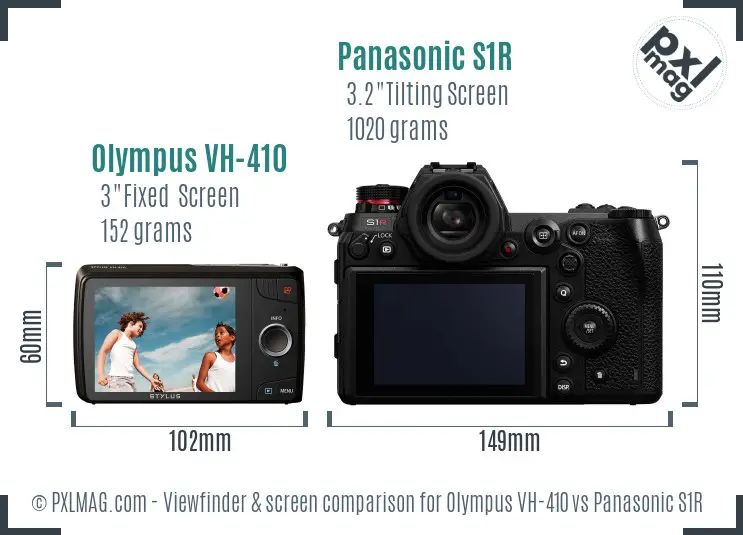 Olympus VH-410 vs Panasonic S1R Screen and Viewfinder comparison