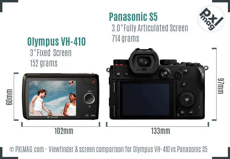 Olympus VH-410 vs Panasonic S5 Screen and Viewfinder comparison