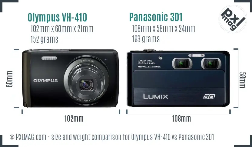 Olympus VH-410 vs Panasonic 3D1 size comparison