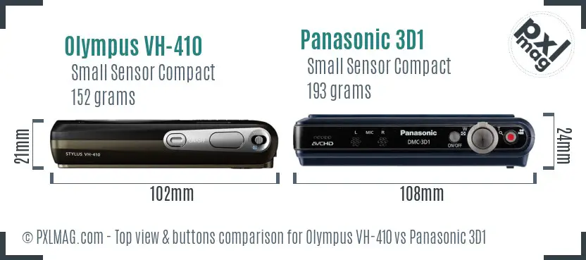 Olympus VH-410 vs Panasonic 3D1 top view buttons comparison