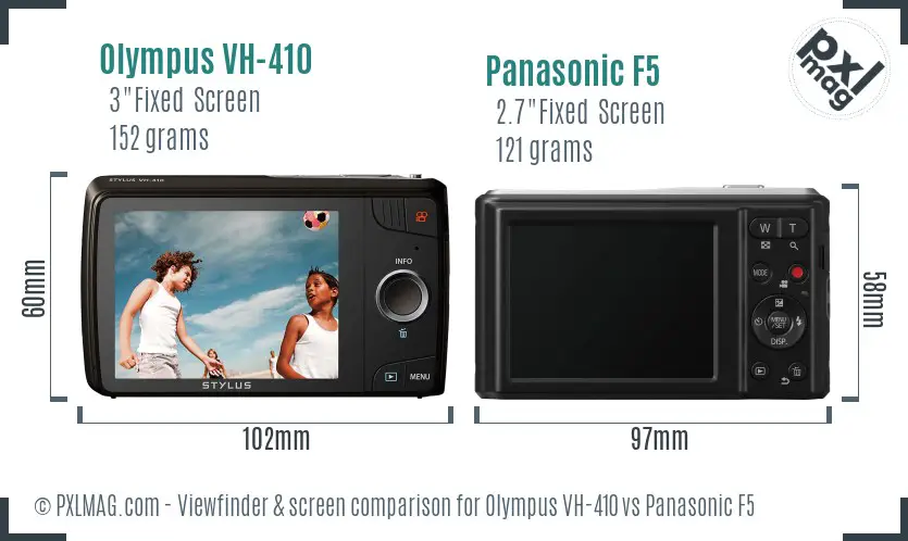 Olympus VH-410 vs Panasonic F5 Screen and Viewfinder comparison