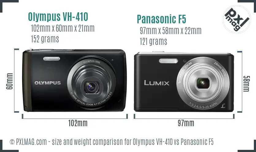 Olympus VH-410 vs Panasonic F5 size comparison