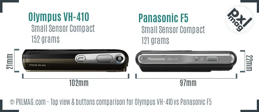 Olympus VH-410 vs Panasonic F5 top view buttons comparison