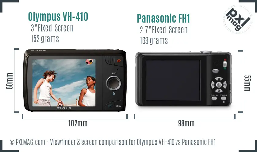 Olympus VH-410 vs Panasonic FH1 Screen and Viewfinder comparison
