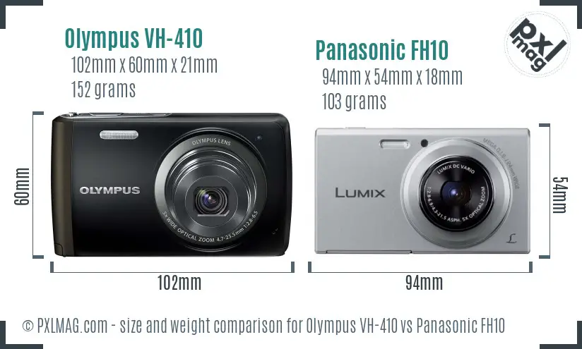 Olympus VH-410 vs Panasonic FH10 size comparison