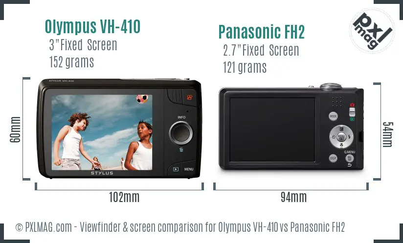 Olympus VH-410 vs Panasonic FH2 Screen and Viewfinder comparison