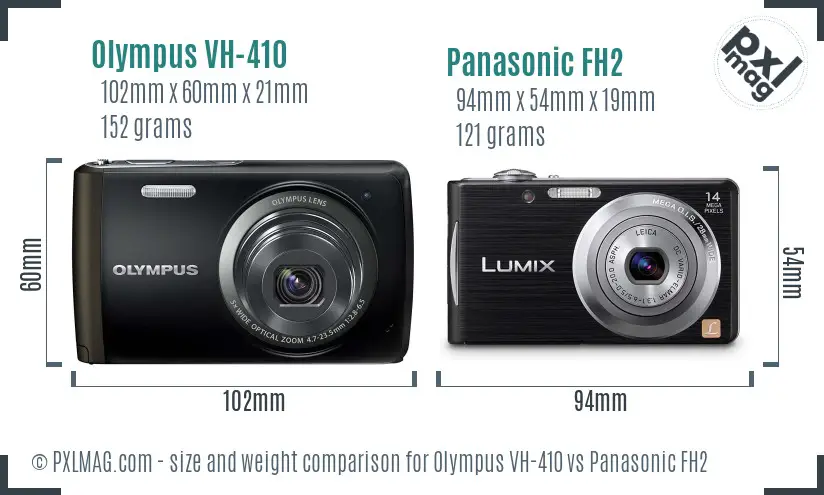 Olympus VH-410 vs Panasonic FH2 size comparison