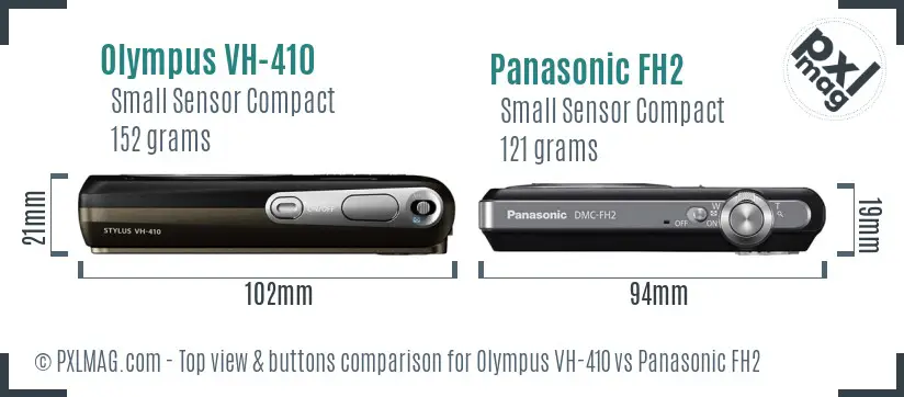 Olympus VH-410 vs Panasonic FH2 top view buttons comparison
