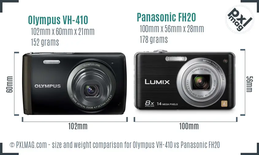 Olympus VH-410 vs Panasonic FH20 size comparison