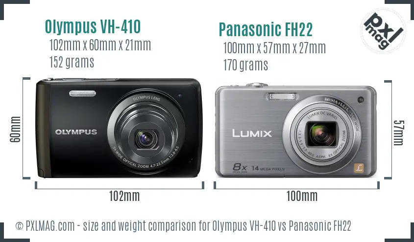 Olympus VH-410 vs Panasonic FH22 size comparison