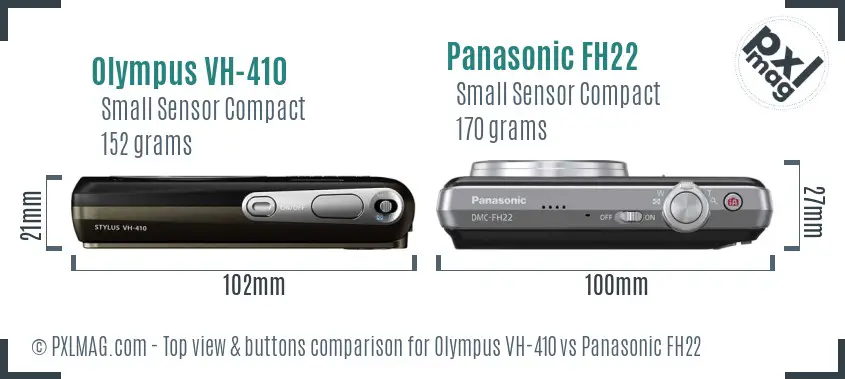 Olympus VH-410 vs Panasonic FH22 top view buttons comparison