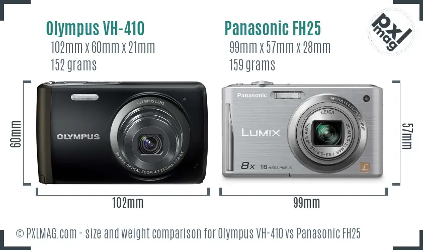Olympus VH-410 vs Panasonic FH25 size comparison