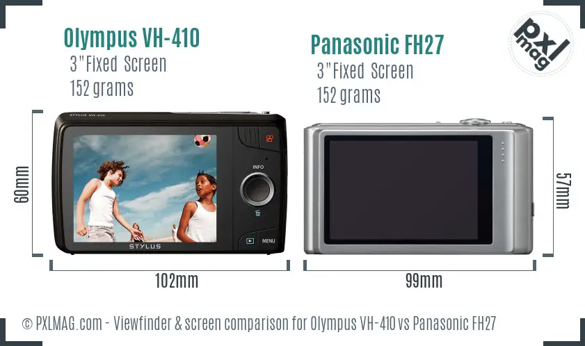 Olympus VH-410 vs Panasonic FH27 Screen and Viewfinder comparison