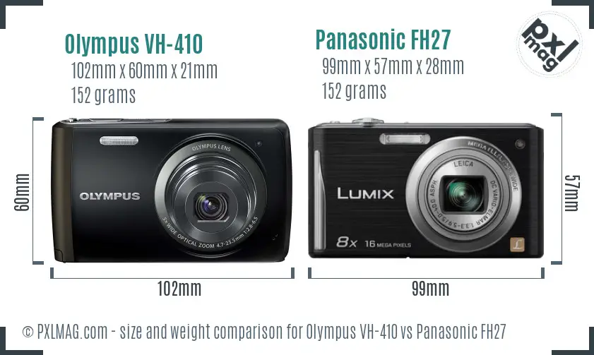 Olympus VH-410 vs Panasonic FH27 size comparison