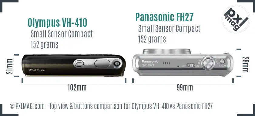 Olympus VH-410 vs Panasonic FH27 top view buttons comparison