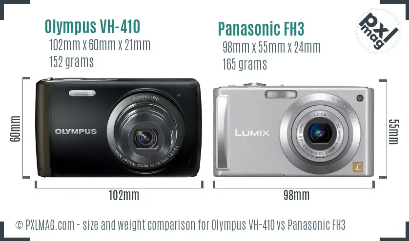 Olympus VH-410 vs Panasonic FH3 size comparison