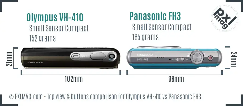 Olympus VH-410 vs Panasonic FH3 top view buttons comparison