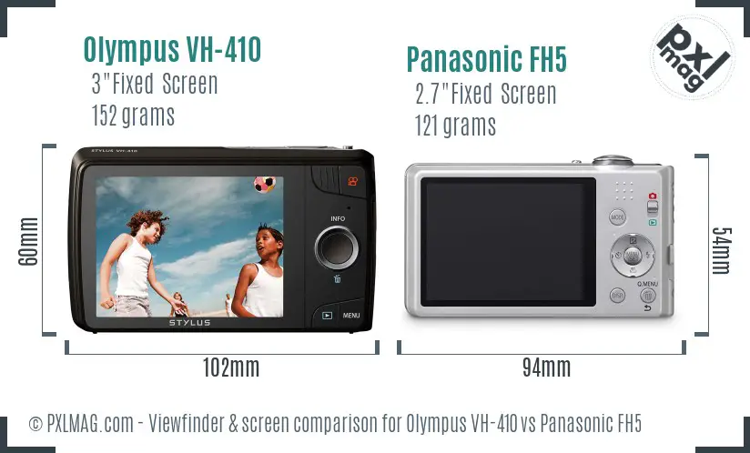Olympus VH-410 vs Panasonic FH5 Screen and Viewfinder comparison