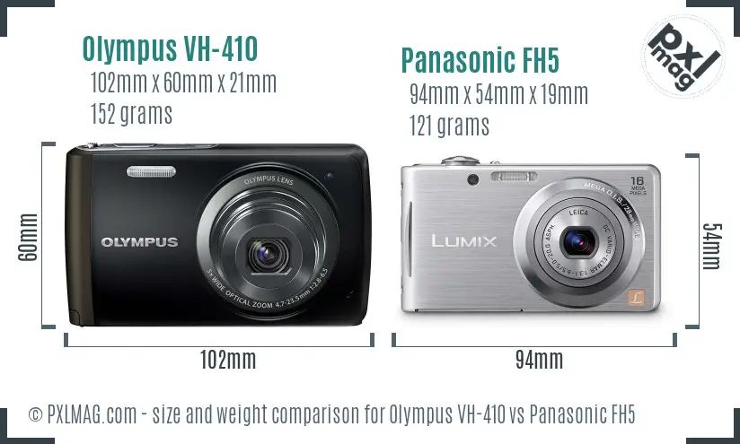 Olympus VH-410 vs Panasonic FH5 size comparison