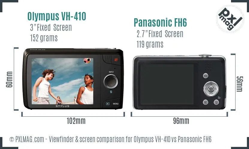 Olympus VH-410 vs Panasonic FH6 Screen and Viewfinder comparison
