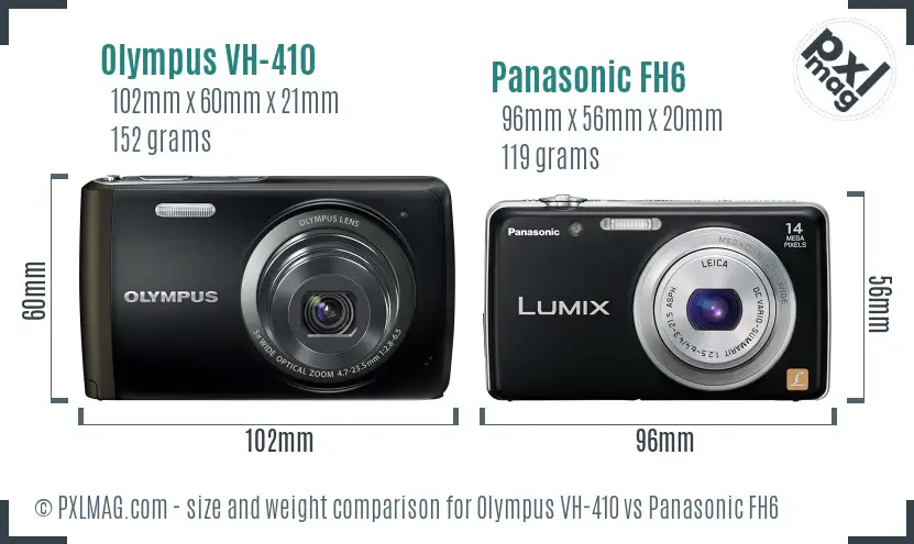 Olympus VH-410 vs Panasonic FH6 size comparison