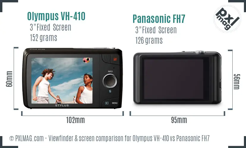 Olympus VH-410 vs Panasonic FH7 Screen and Viewfinder comparison