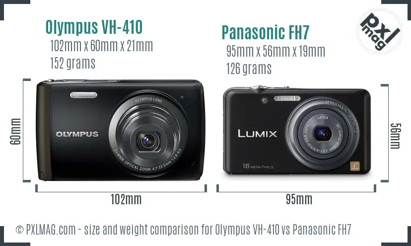 Olympus VH-410 vs Panasonic FH7 size comparison