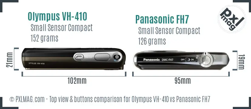 Olympus VH-410 vs Panasonic FH7 top view buttons comparison