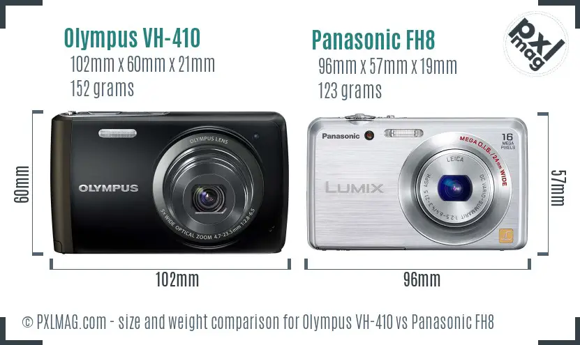Olympus VH-410 vs Panasonic FH8 size comparison