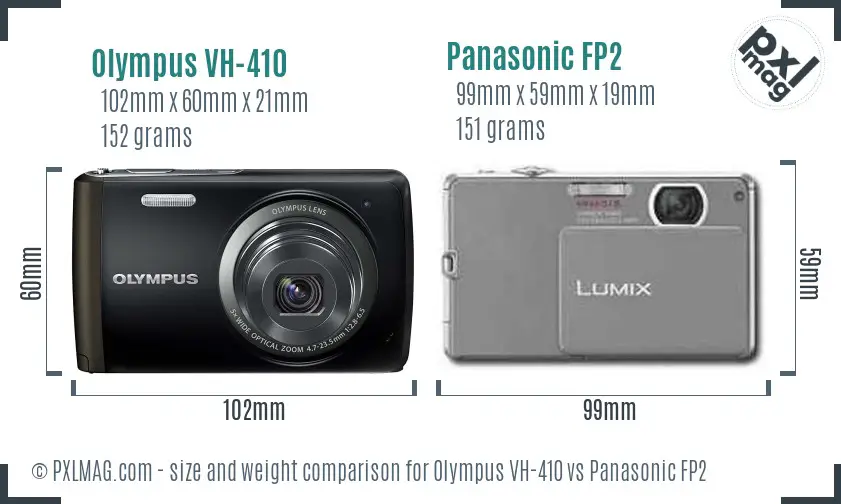 Olympus VH-410 vs Panasonic FP2 size comparison